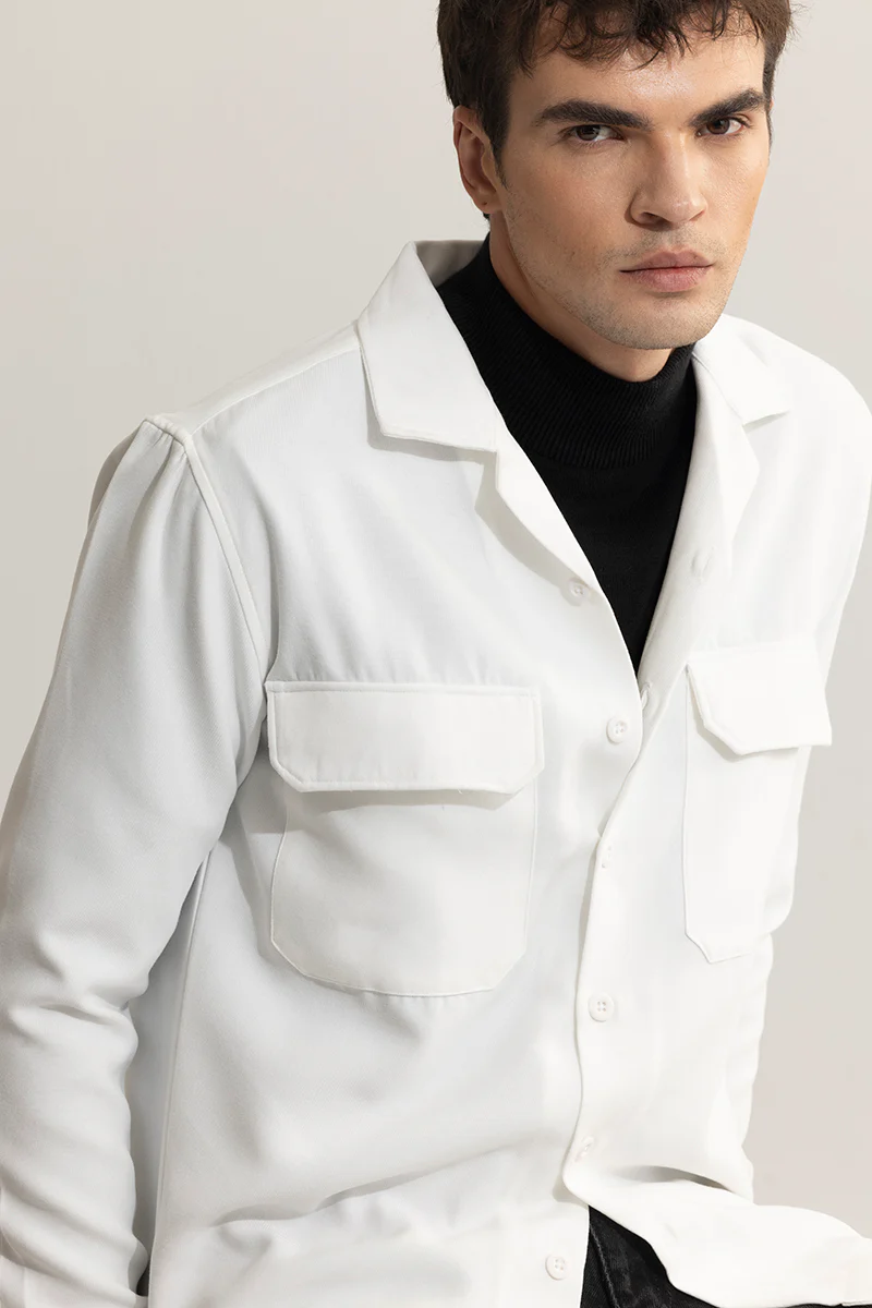 Chenille White Overshirt 4 Chenille White Overshirt