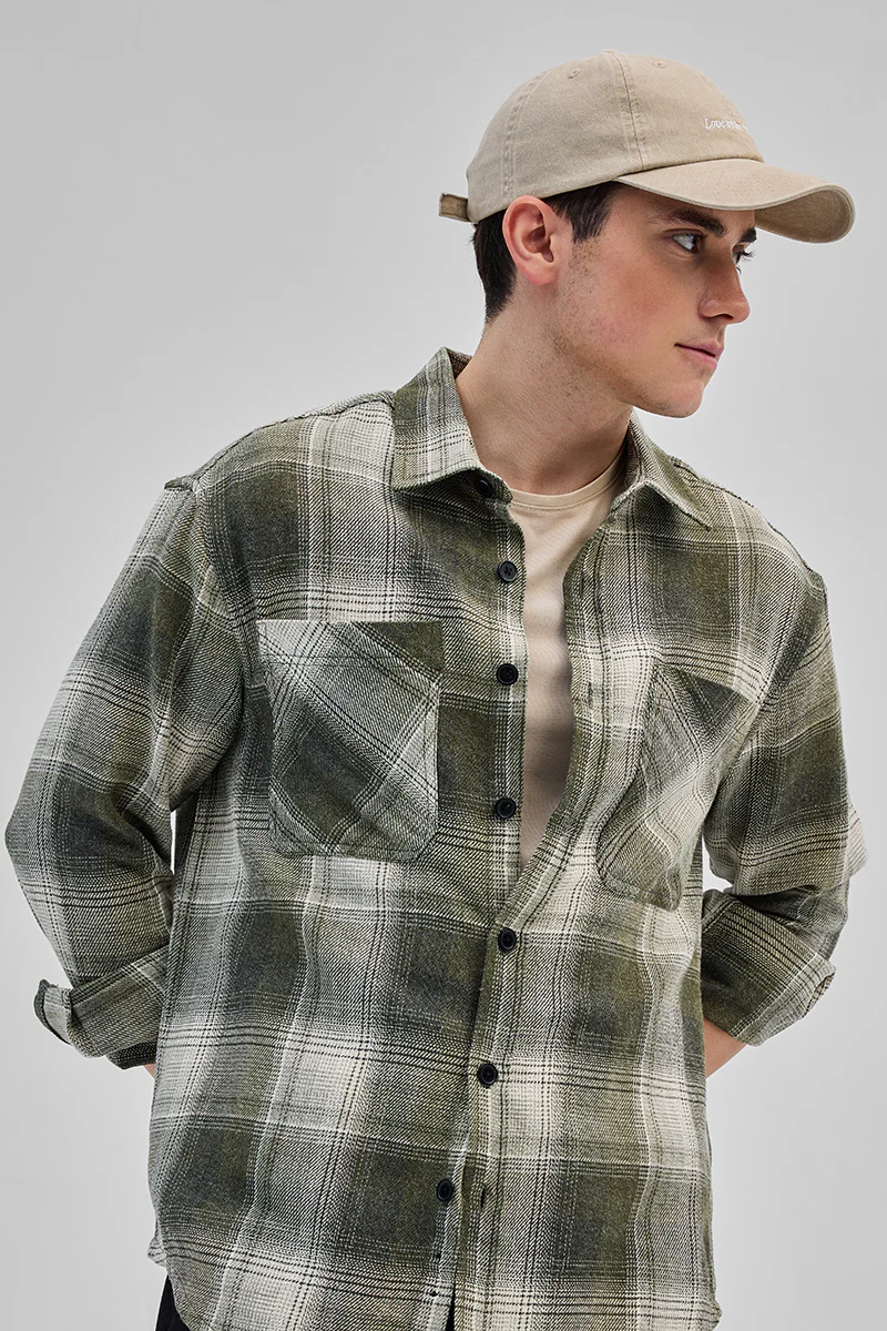 Green Double Pocket Flannel Overshirt 4 Green Double Pocket Flannel Overshirt
