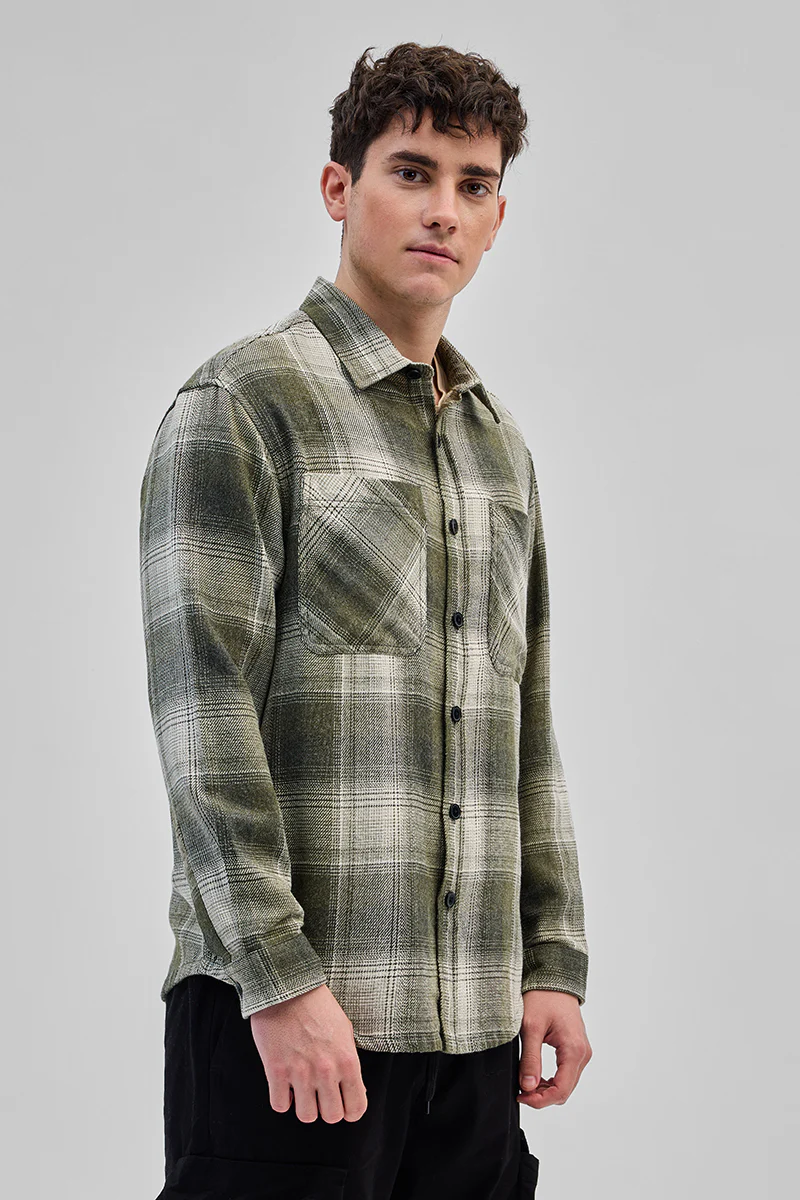 Green Double Pocket Flannel Overshirt 6 Green Double Pocket Flannel Overshirt