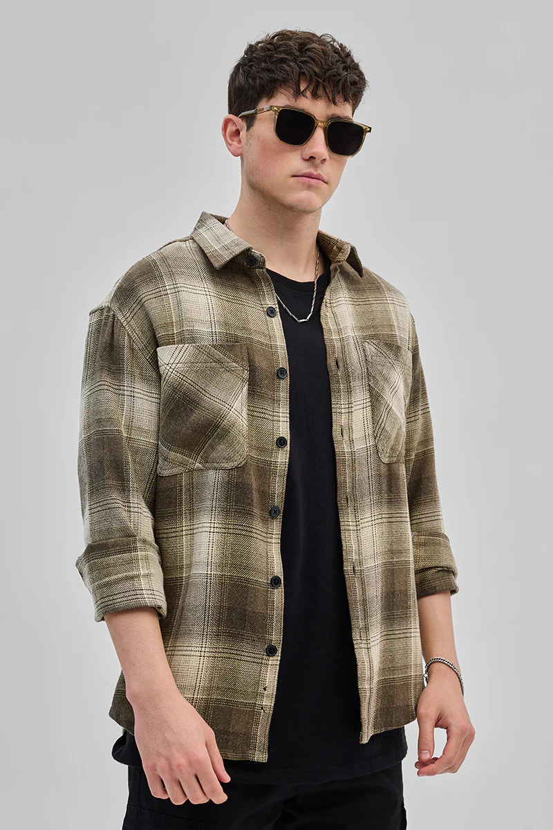 Brown Double Pocket Flannel Overshirt