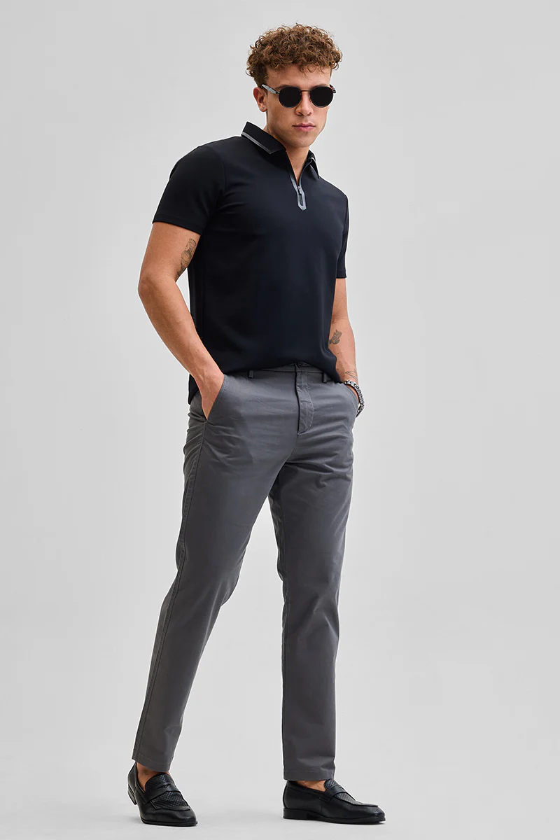 Dark Grey Slim Fit Trousers 3 Dark Grey Slim Fit Trousers