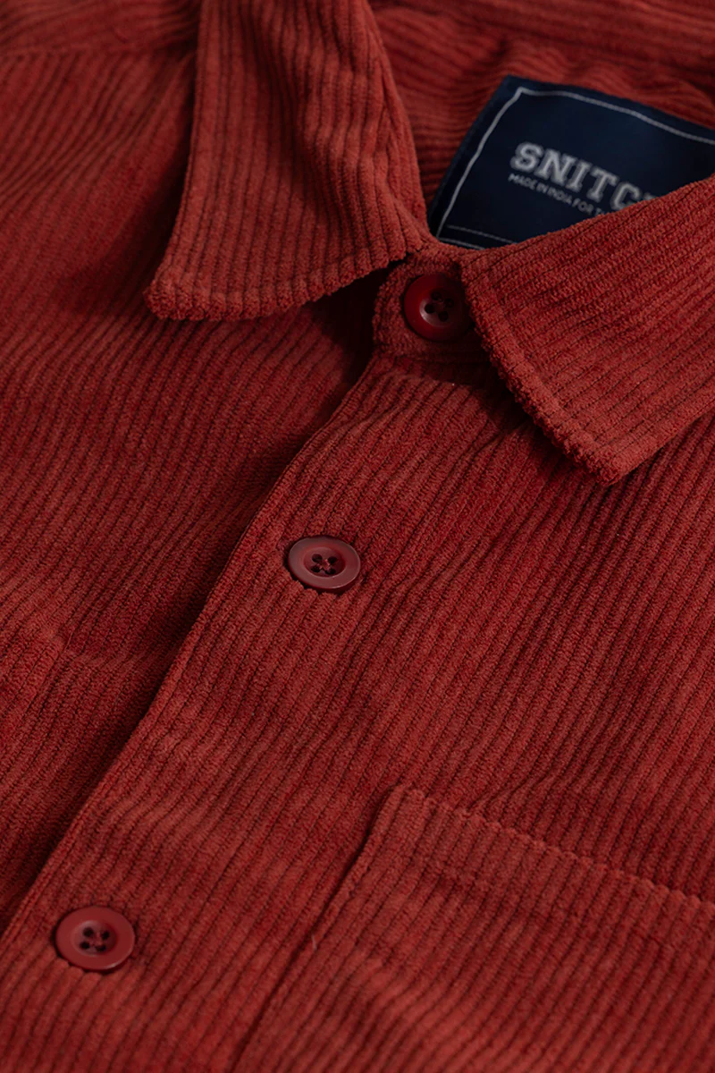 Cord Ribbed Red Overshirt