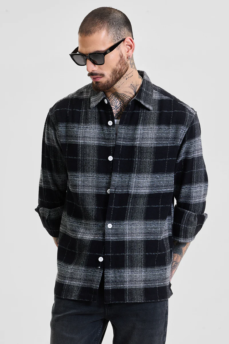 Black Flannel Relaxed Fit Overshirt