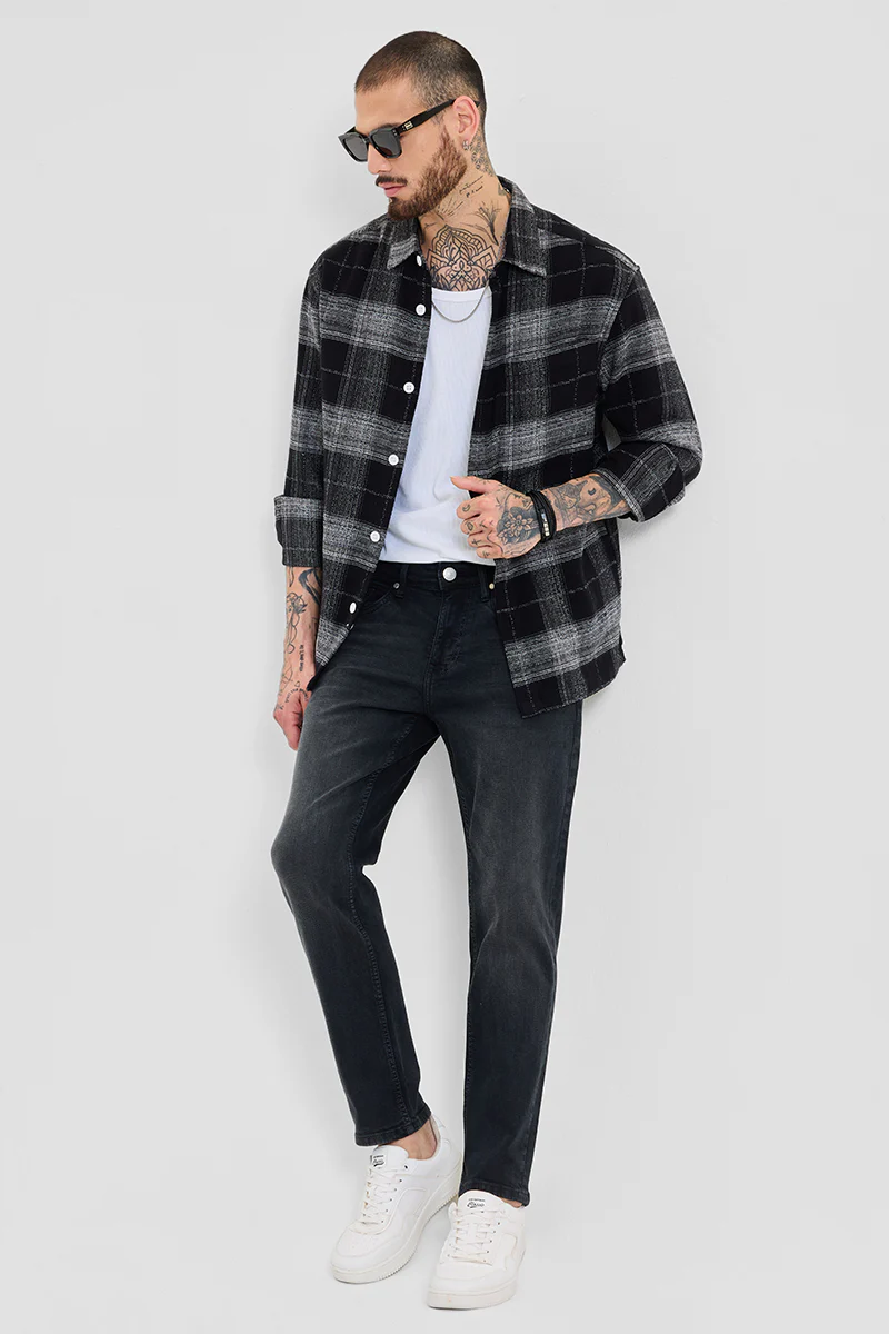 Black Flannel Relaxed Fit Overshirt