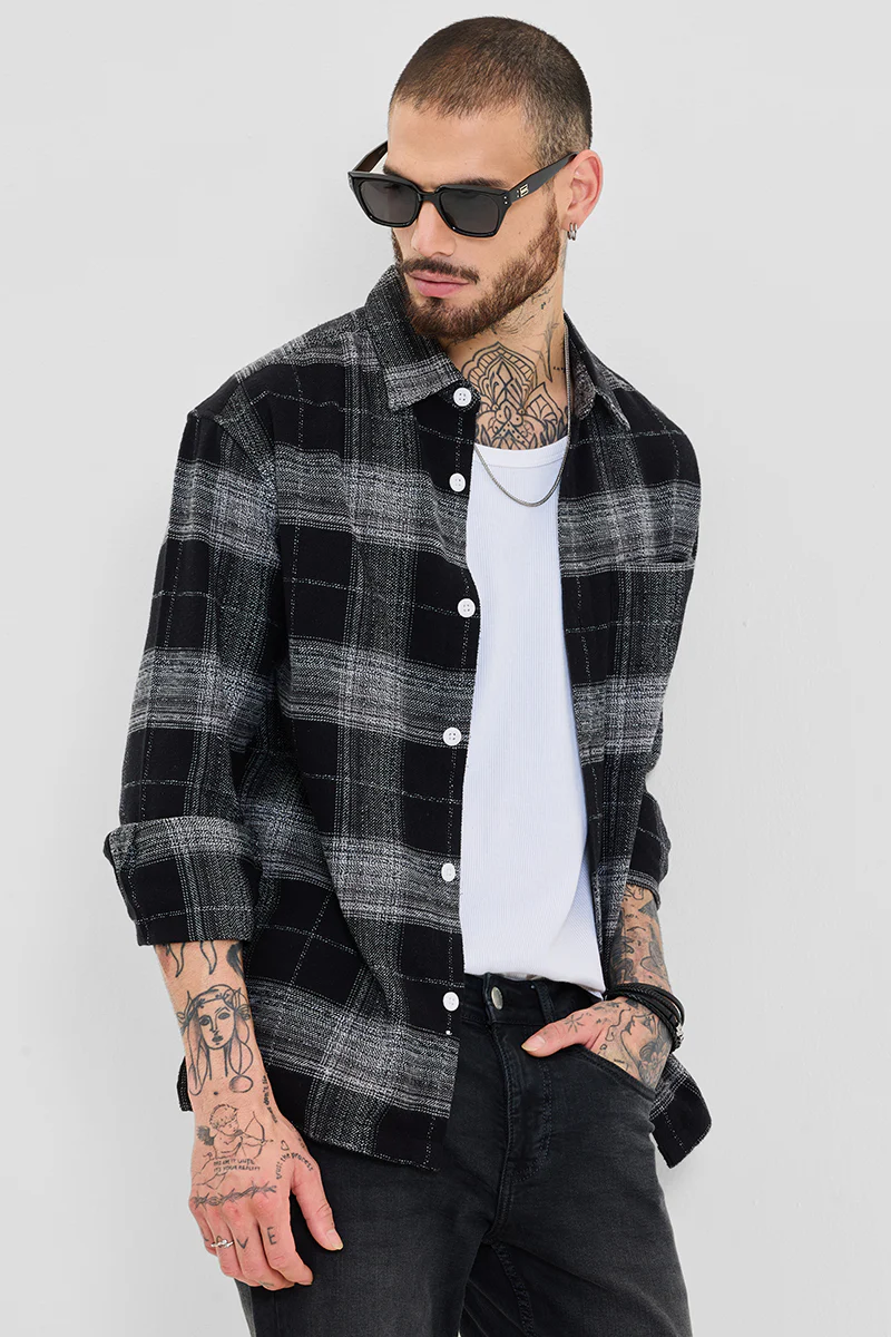 Black Flannel Relaxed Fit Overshirt 4 Black Flannel Relaxed Fit Overshirt