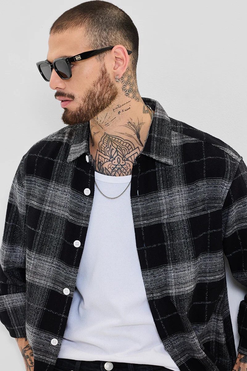 Black Flannel Relaxed Fit Overshirt 5 Black Flannel Relaxed Fit Overshirt