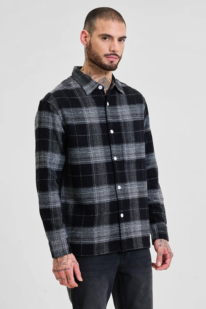 Black Flannel Relaxed Fit Overshirt 7 Black Flannel Relaxed Fit Overshirt
