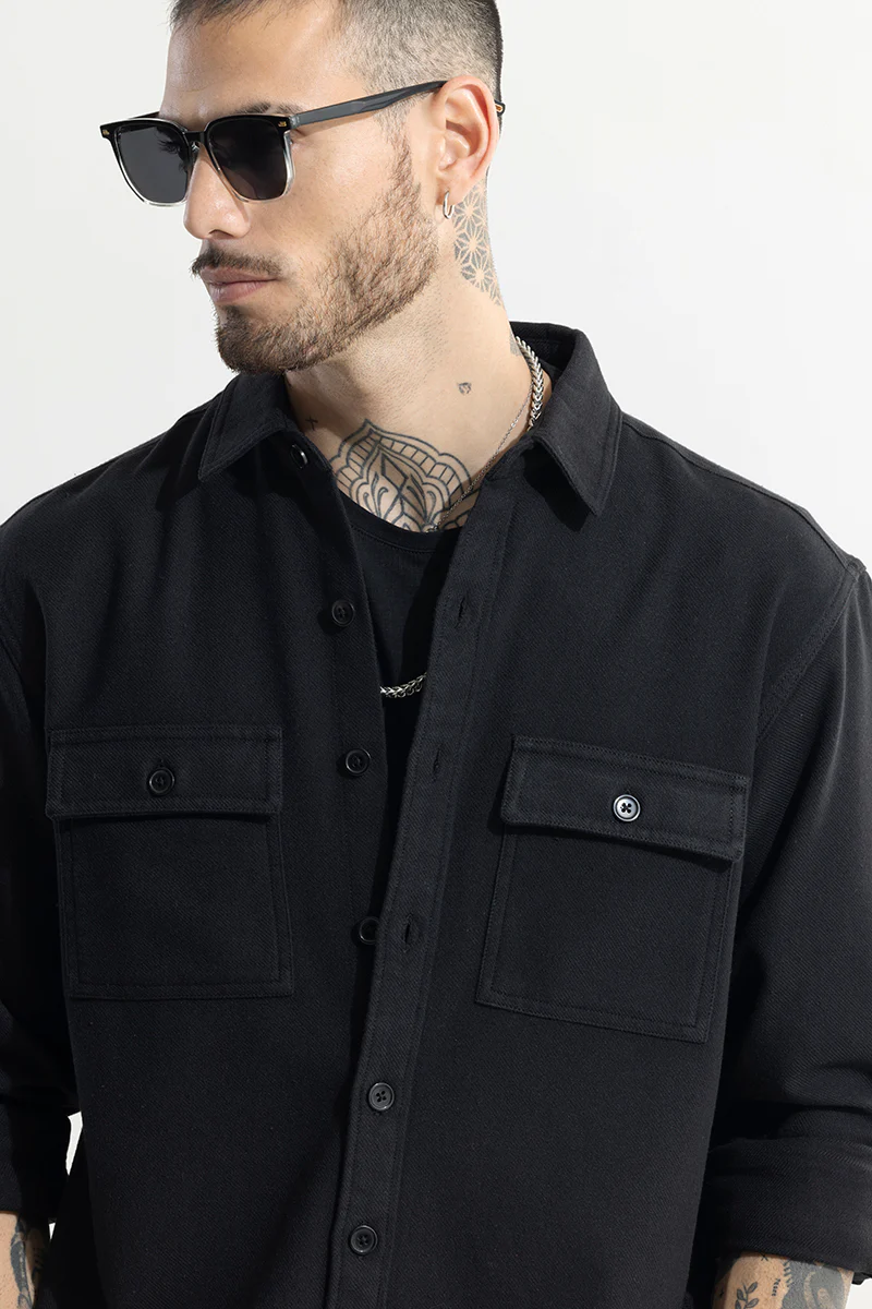 Overflap Black Overshirt 4 Overflap Black Overshirt