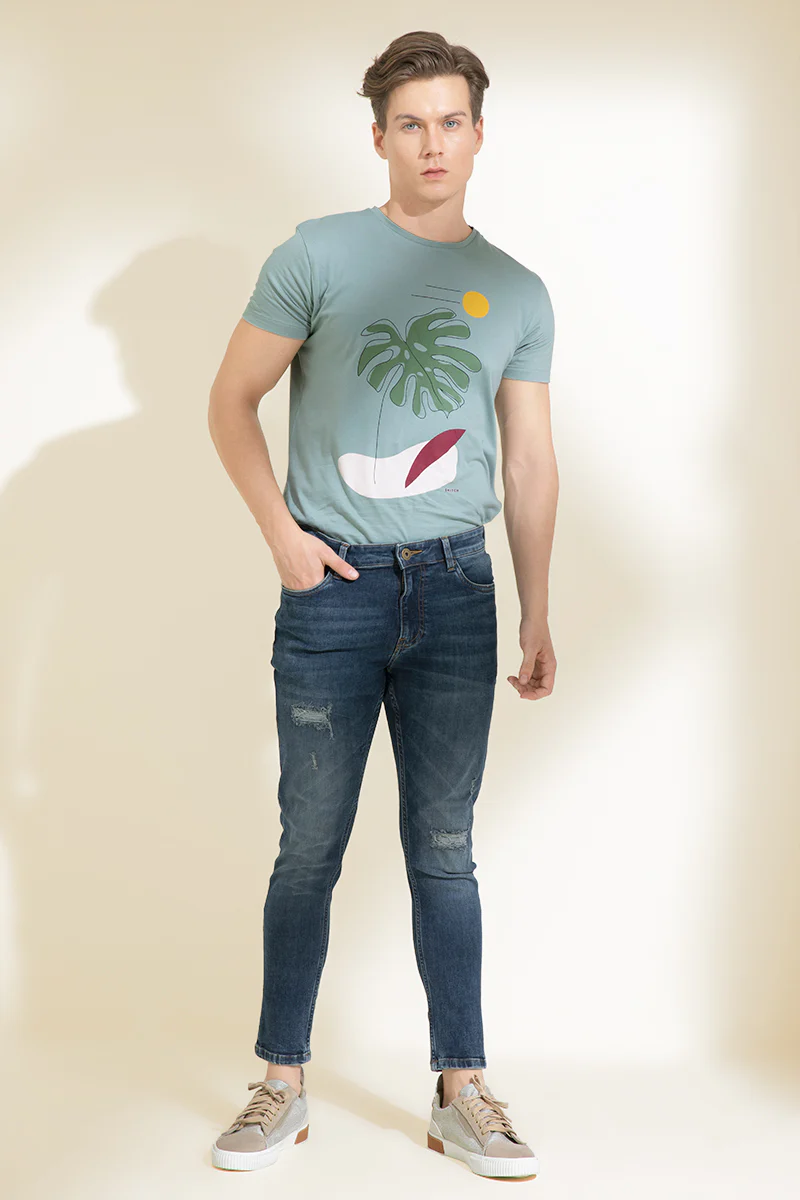 Skull Faded Blue Denim