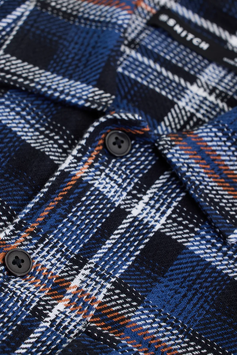 Navy Checks Relaxed Fit Overshirt 2 Navy Checks Relaxed Fit Overshirt