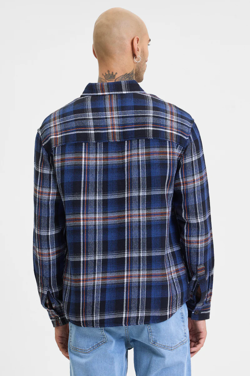 Navy Checks Relaxed Fit Overshirt 6 Navy Checks Relaxed Fit Overshirt