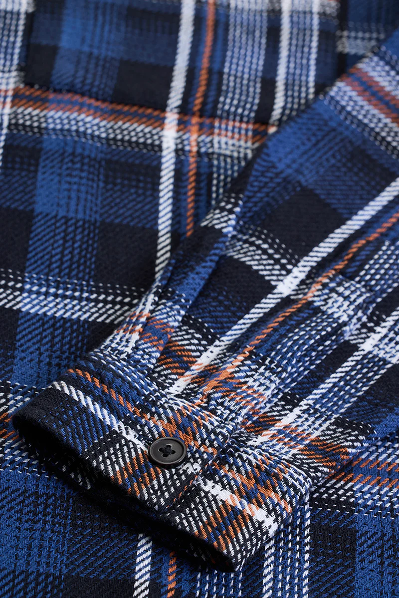 Navy Checks Relaxed Fit Overshirt 7 Navy Checks Relaxed Fit Overshirt