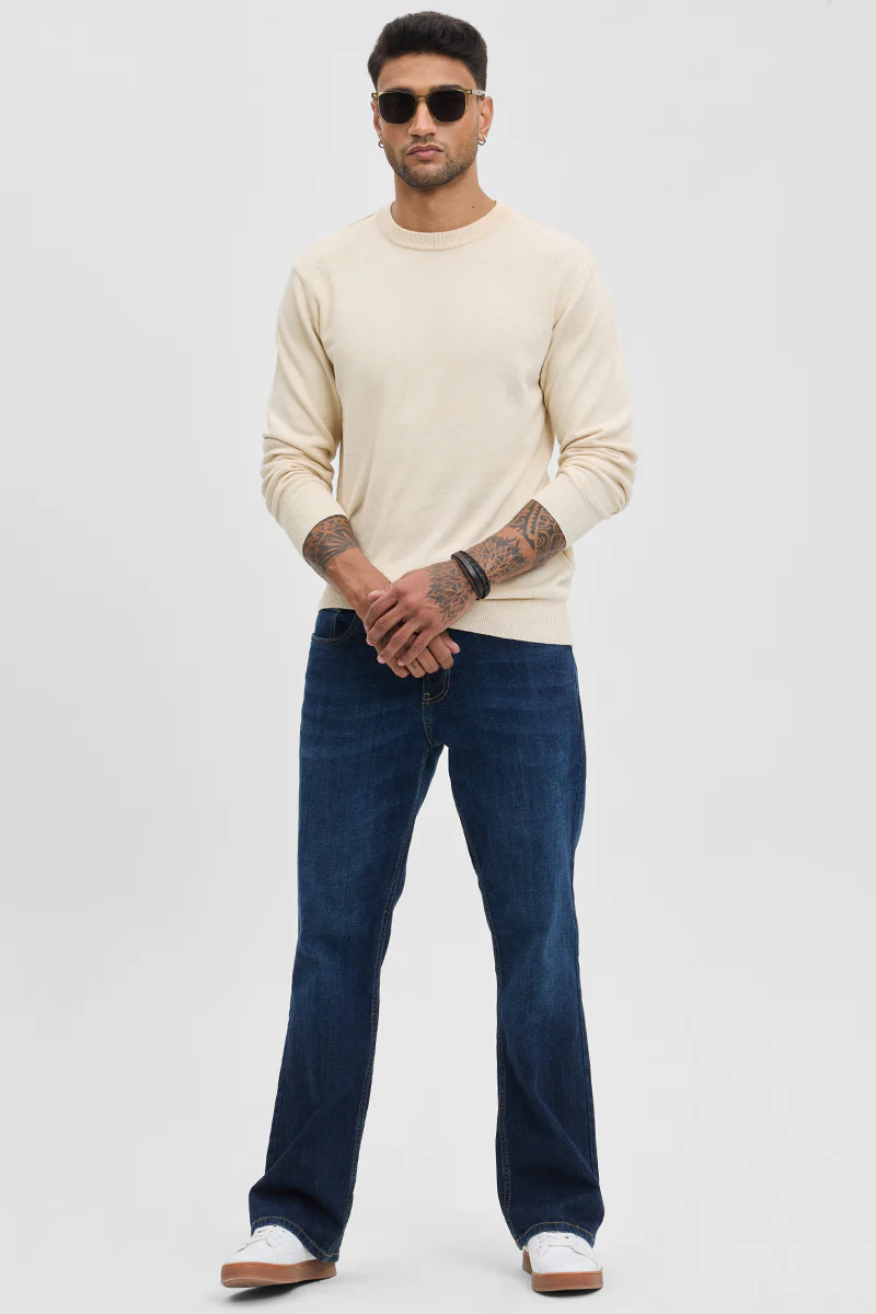 Beige Solid Slim Fit Sweater 6 Beige Solid Slim Fit Sweater