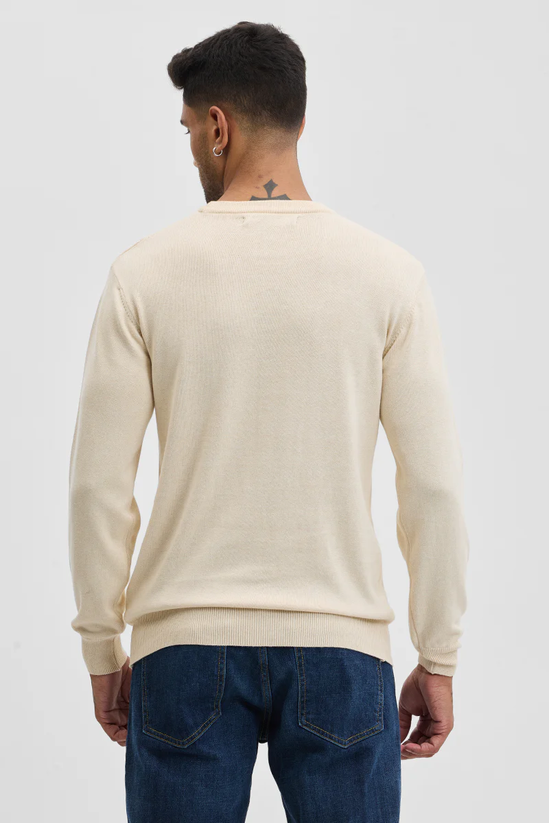 Beige Solid Slim Fit Sweater 8 Beige Solid Slim Fit Sweater