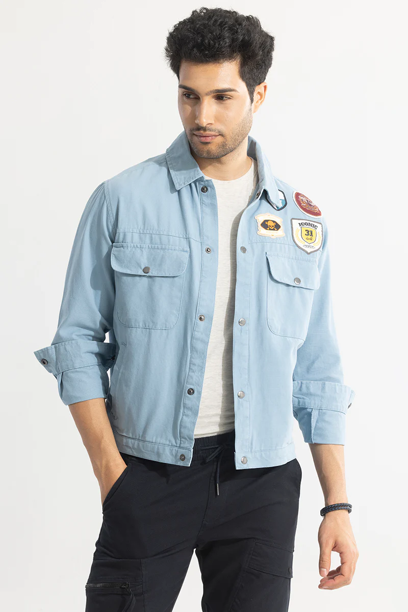 Applique Artistry Blue Overshirt 4 Applique Artistry Blue Overshirt