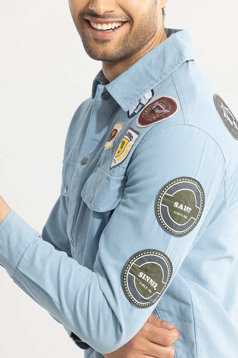 Applique Artistry Blue Overshirt 5 Applique Artistry Blue Overshirt