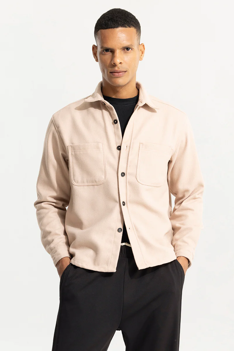 Inferno Cream Wool Overshirt