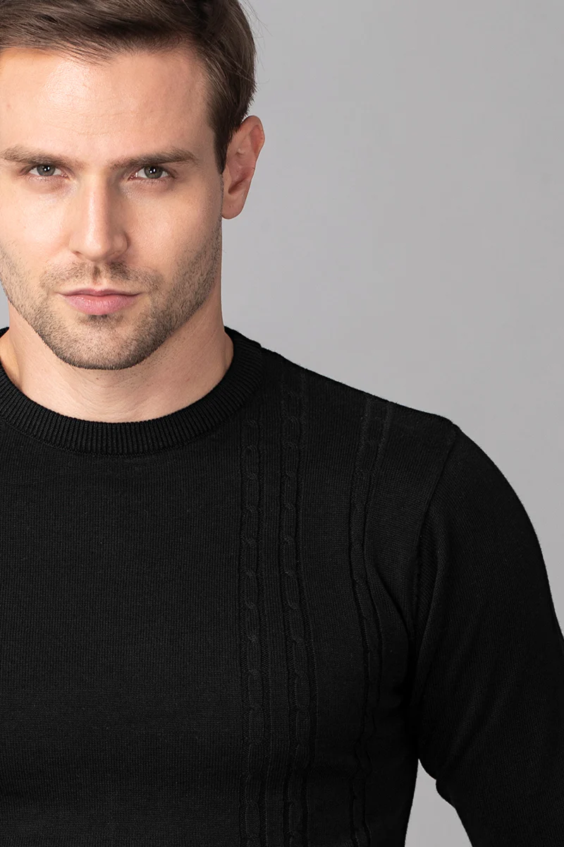 Black Stripe Stockinette Sweater