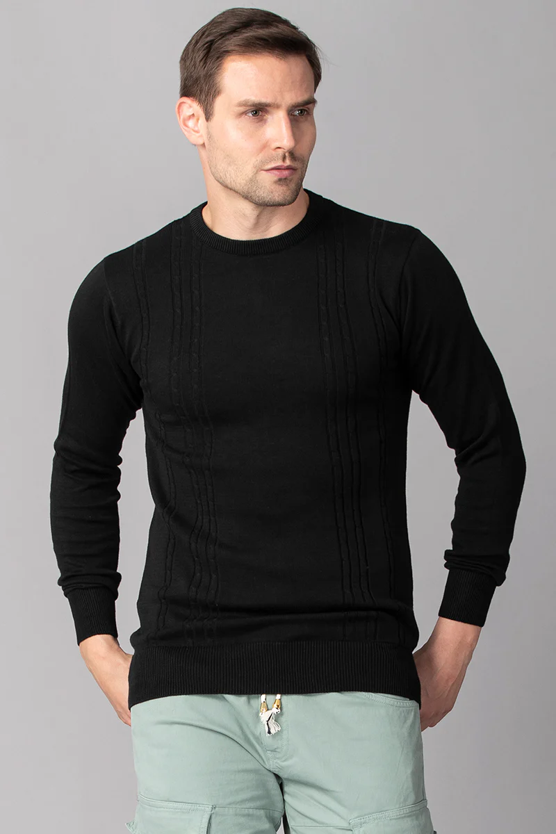 Black Stripe Stockinette Sweater
