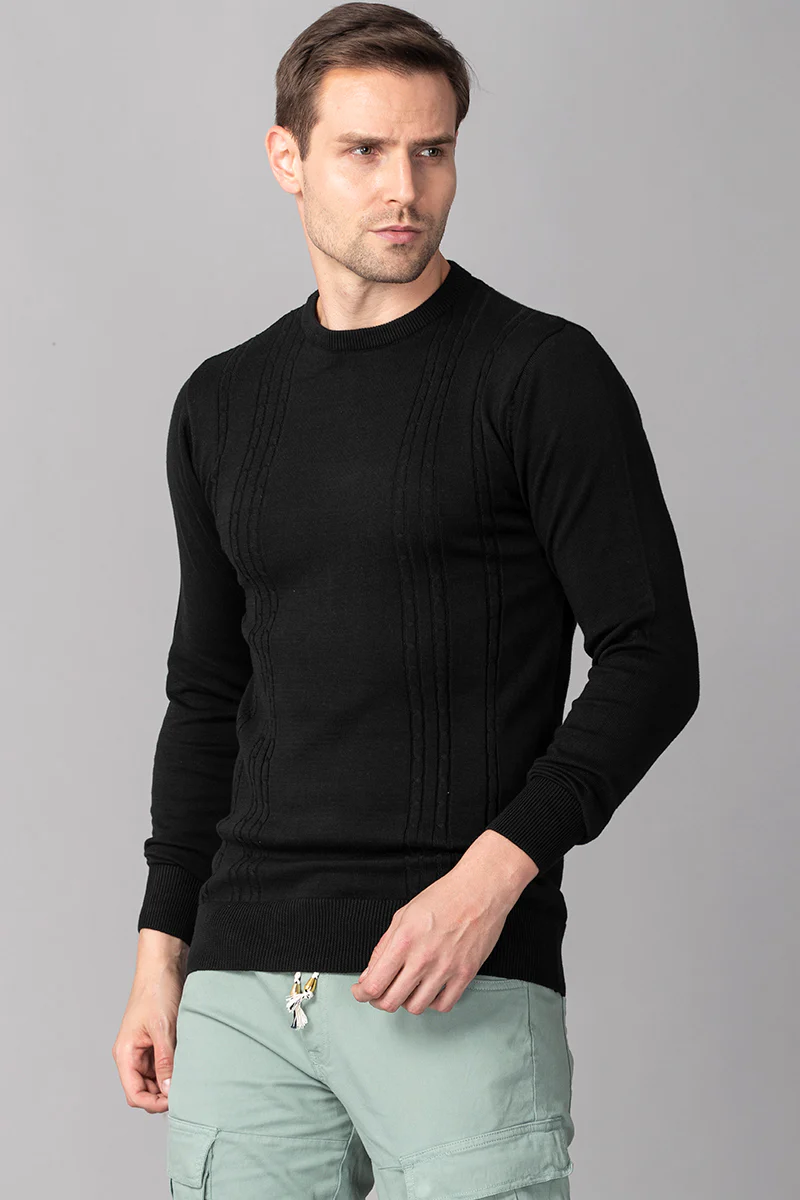 Black Stripe Stockinette Sweater