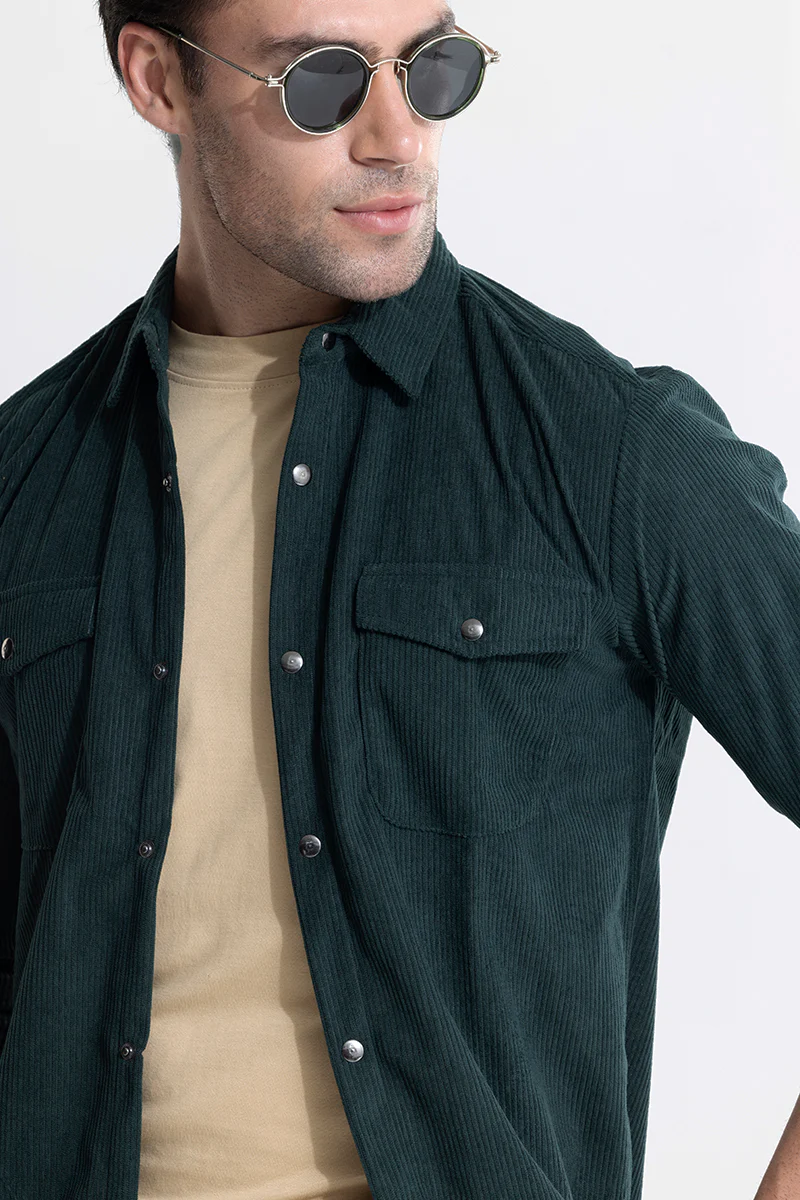Jezzi Teal Green Corduroy Overshirt 2 Jezzi Teal Green Corduroy Overshirt