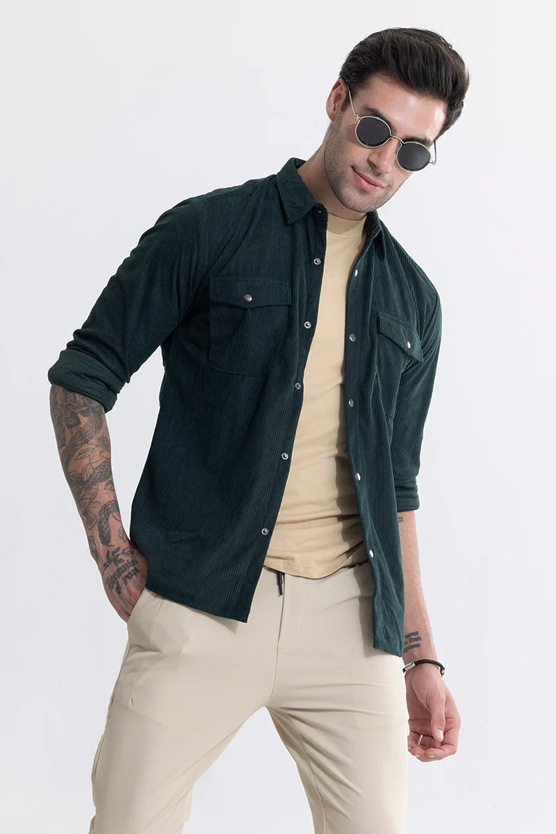 Jezzi Teal Green Corduroy Overshirt 3 Jezzi Teal Green Corduroy Overshirt