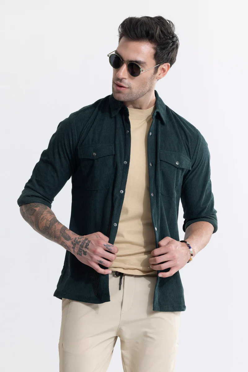 Jezzi Teal Green Corduroy Overshirt 4 Jezzi Teal Green Corduroy Overshirt