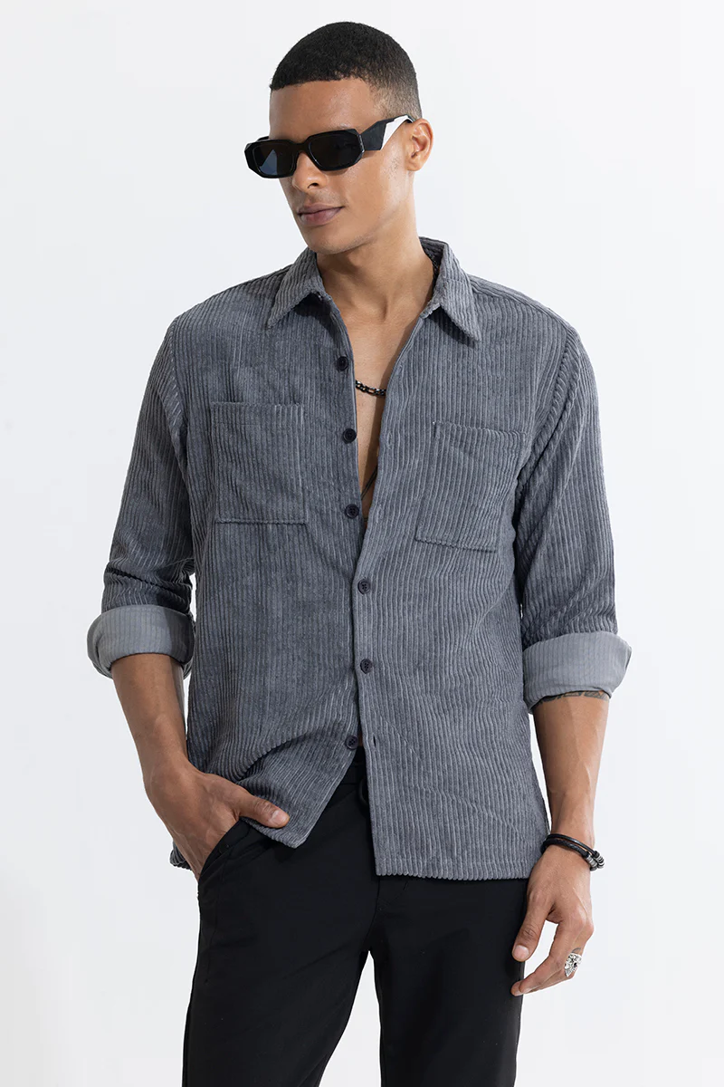 Cordbreaker Grey Corduroy Overshirt 2 Cordbreaker Grey Corduroy Overshirt