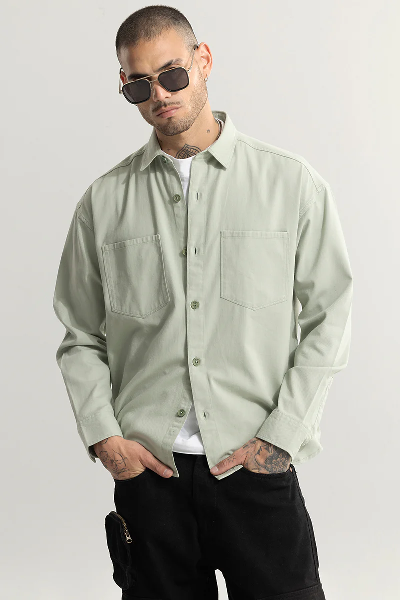 Chizel Pocket Teal Green Overshirt