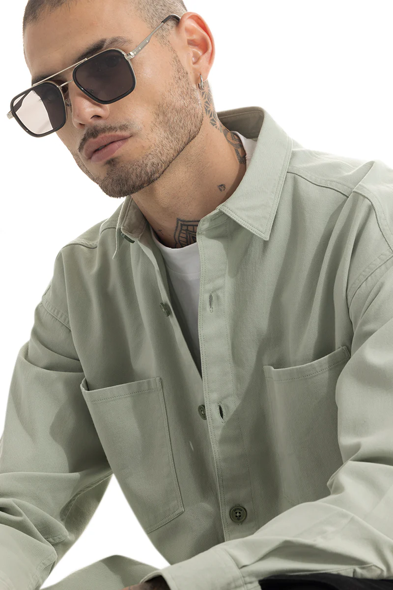 Chizel Pocket Teal Green Overshirt