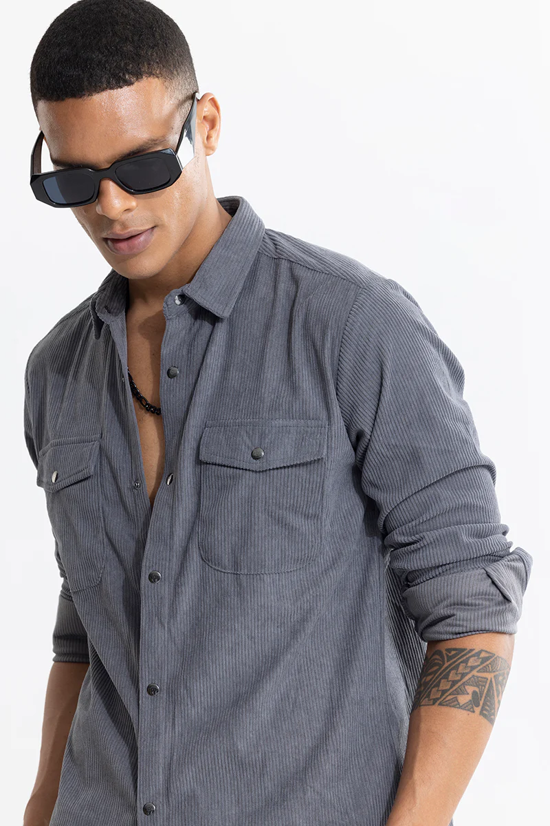 Jezzi Teal Dark Grey Corduroy Overshirt 3 Jezzi Teal Dark Grey Corduroy Overshirt