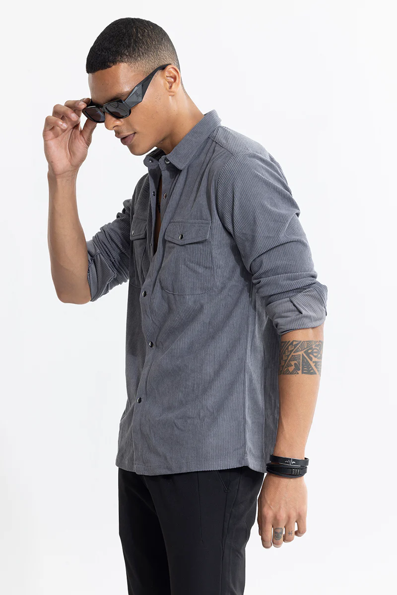 Jezzi Teal Dark Grey Corduroy Overshirt 4 Jezzi Teal Dark Grey Corduroy Overshirt