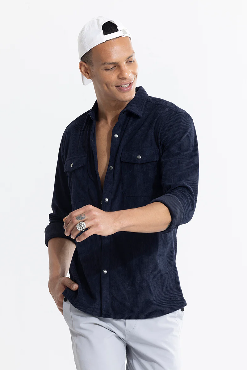 Jezzi Navy Corduroy Overshirt 3 Jezzi Navy Corduroy Overshirt