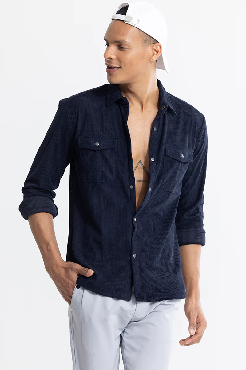 Jezzi Navy Corduroy Overshirt 4 Jezzi Navy Corduroy Overshirt
