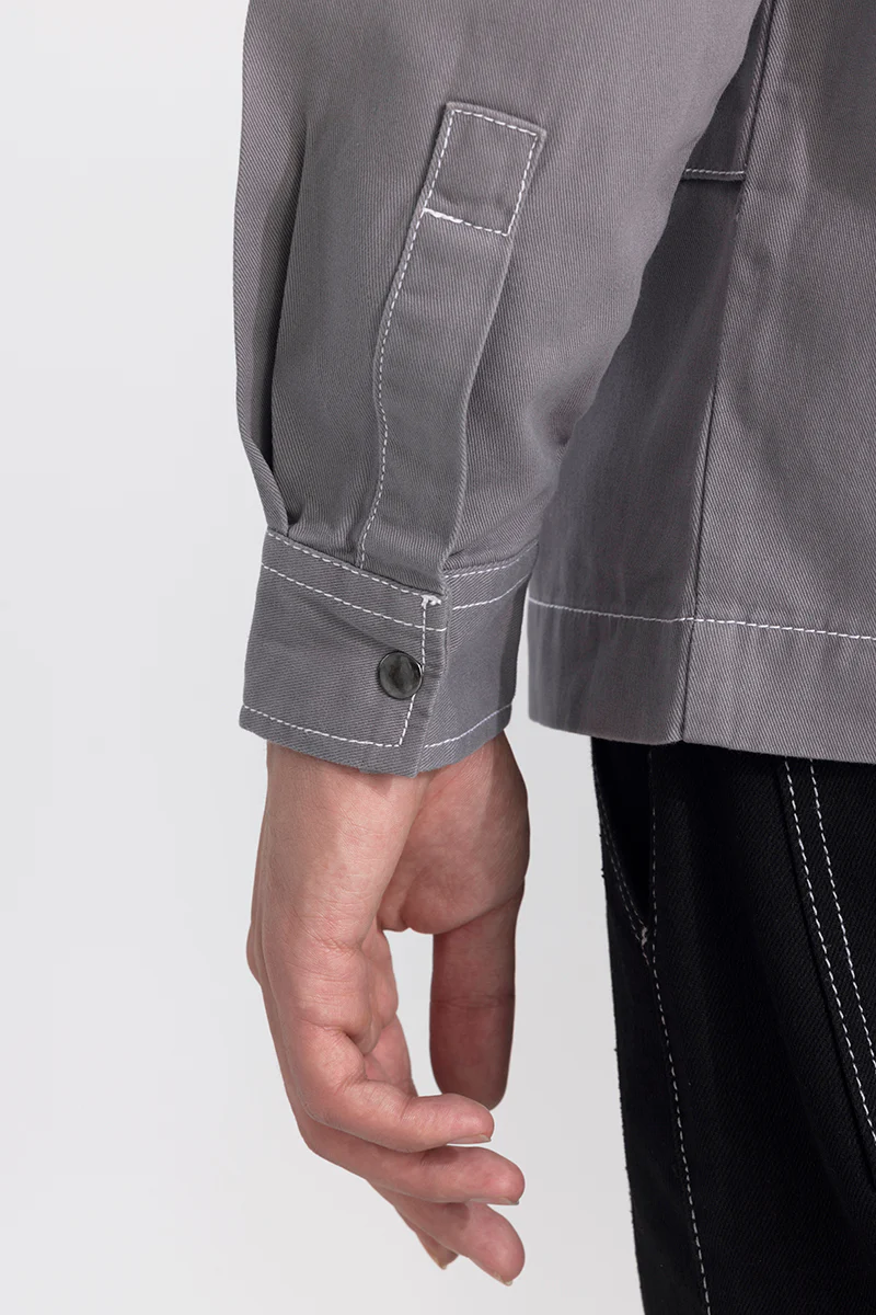 Contrast Stitch Grey Overshirt 4 Contrast Stitch Grey Overshirt