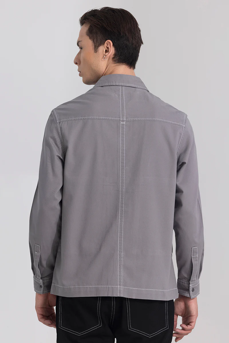Contrast Stitch Grey Overshirt 5 Contrast Stitch Grey Overshirt