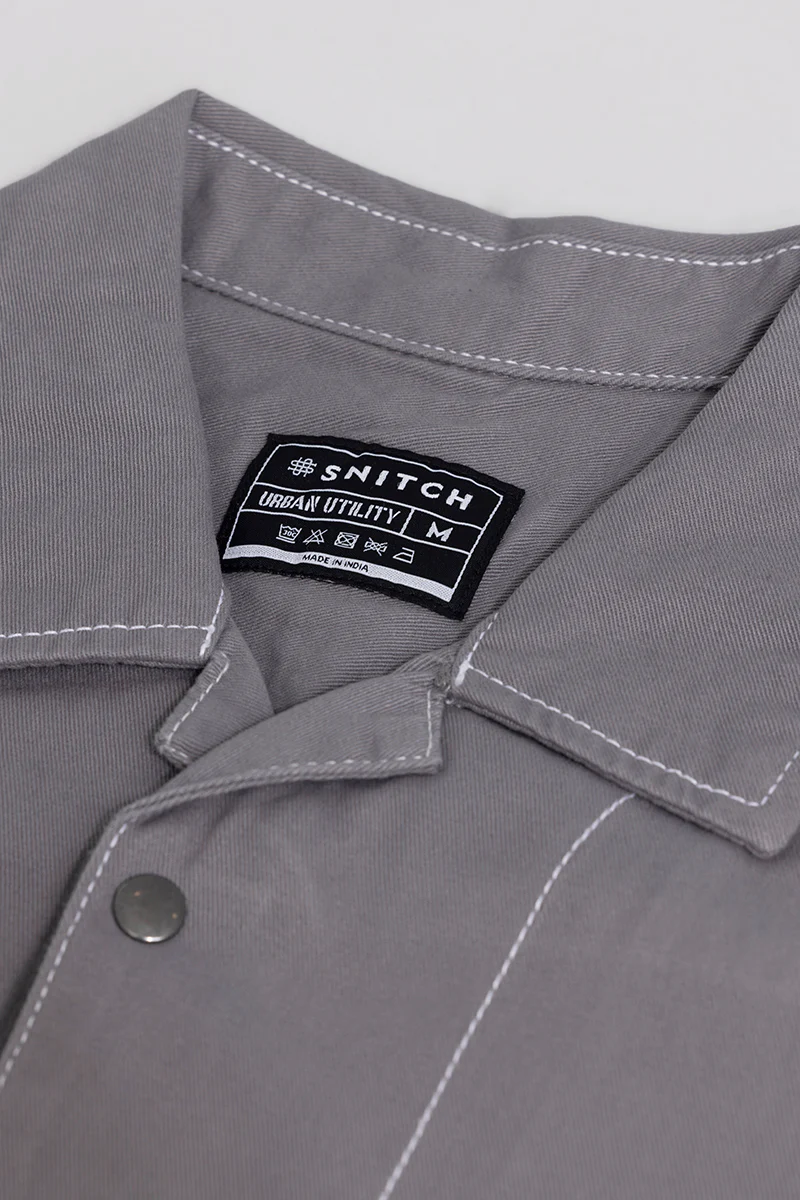 Contrast Stitch Grey Overshirt 6 Contrast Stitch Grey Overshirt