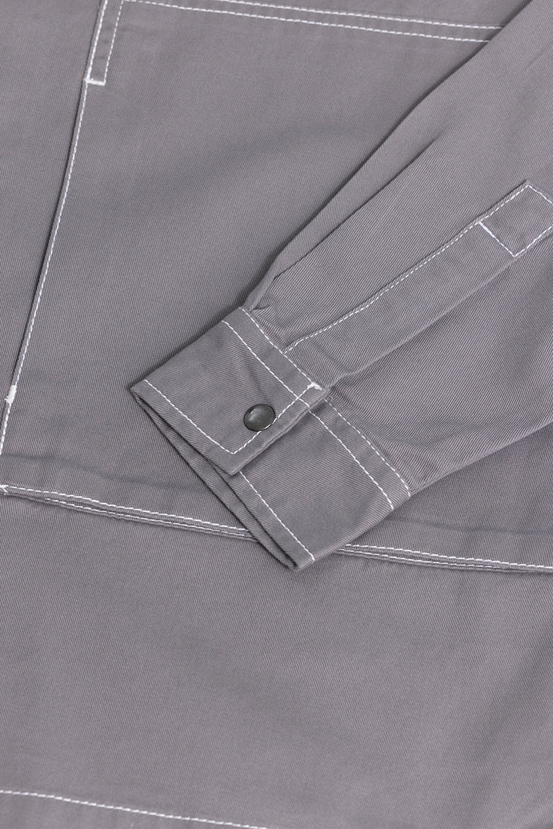 Contrast Stitch Grey Overshirt 7 Contrast Stitch Grey Overshirt