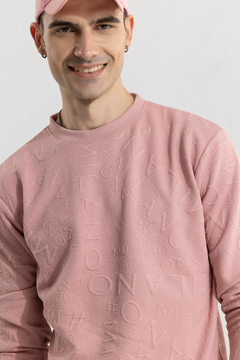 Embossed Words Pink Sweatshirt