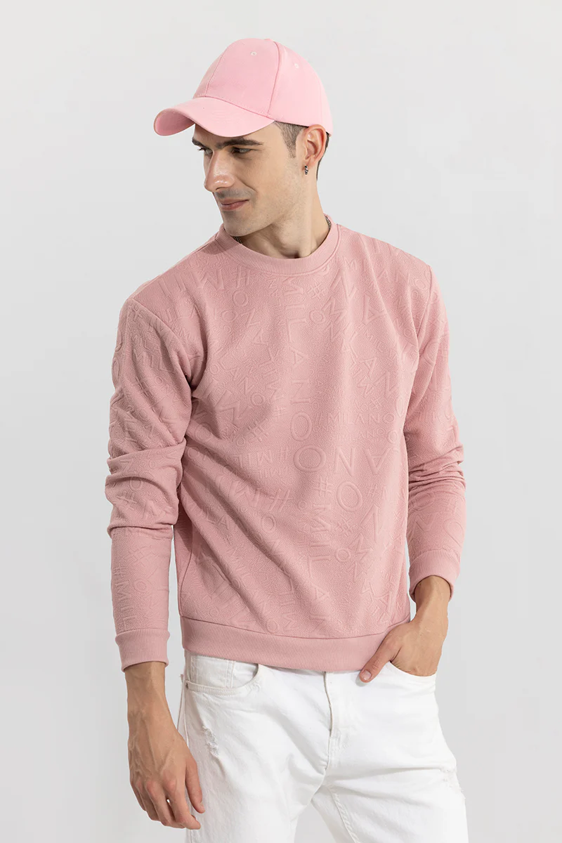 Embossed Words Pink Sweatshirt
