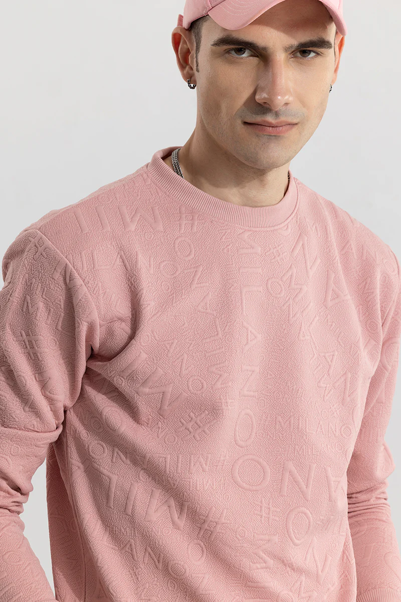 Embossed Words Pink Sweatshirt 4 Embossed Words Pink Sweatshirt
