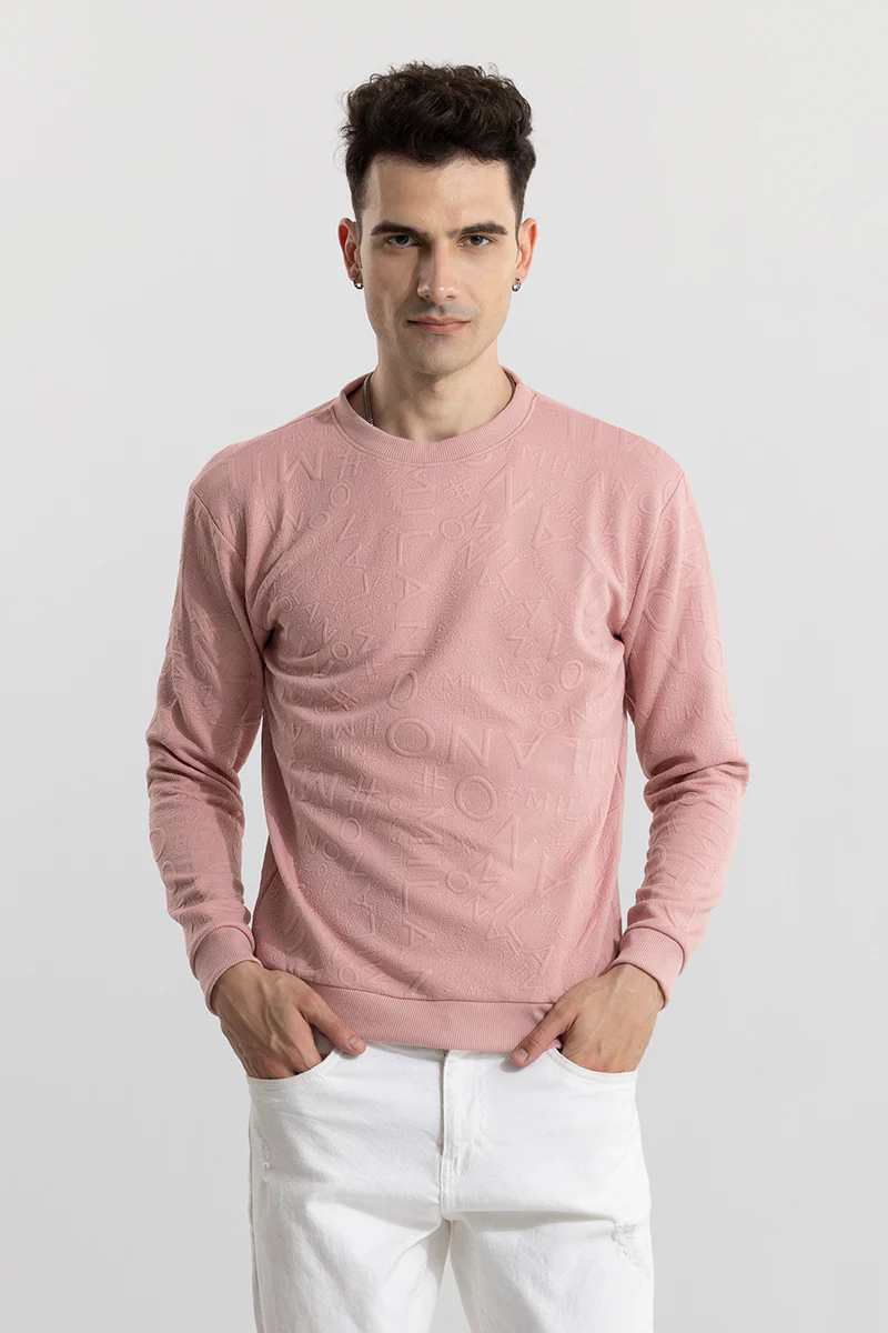 Embossed Words Pink Sweatshirt 5 Embossed Words Pink Sweatshirt
