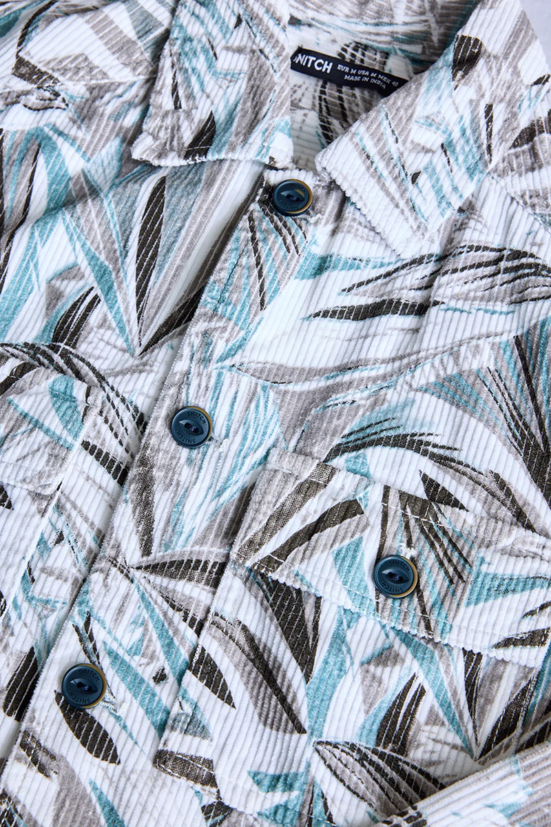 White Abstract Corduroy Overshirt 2 White Abstract Corduroy Overshirt