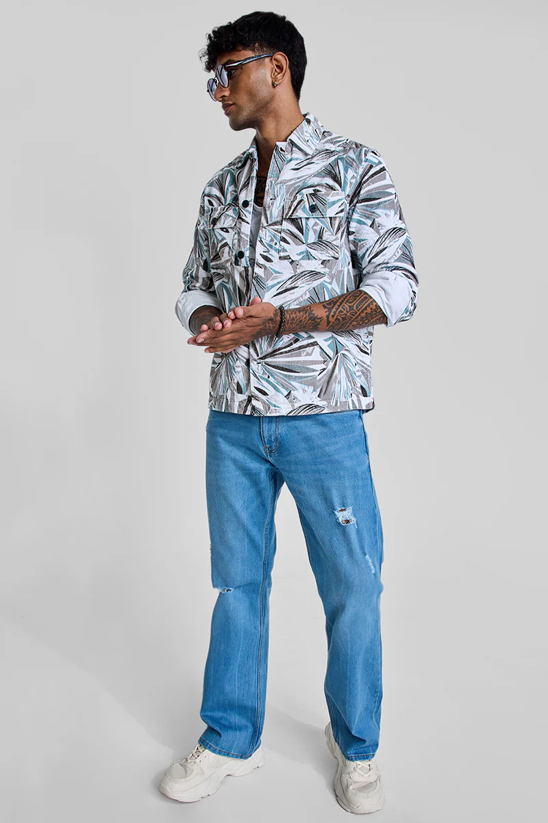 White Abstract Corduroy Overshirt 3 White Abstract Corduroy Overshirt