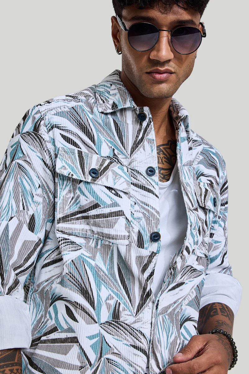 White Abstract Corduroy Overshirt 4 White Abstract Corduroy Overshirt