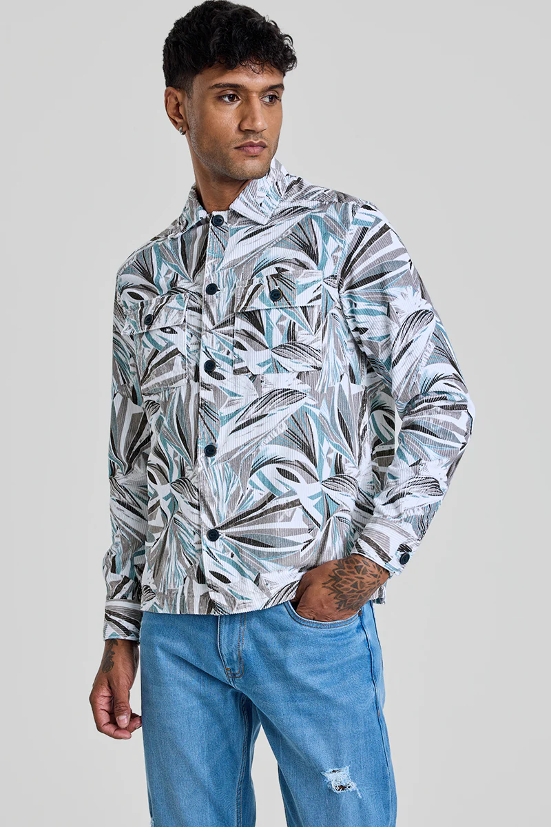 White Abstract Corduroy Overshirt 6 White Abstract Corduroy Overshirt