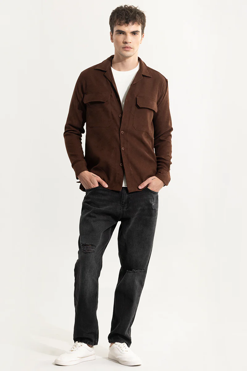 Chenille Brown Overshirt
