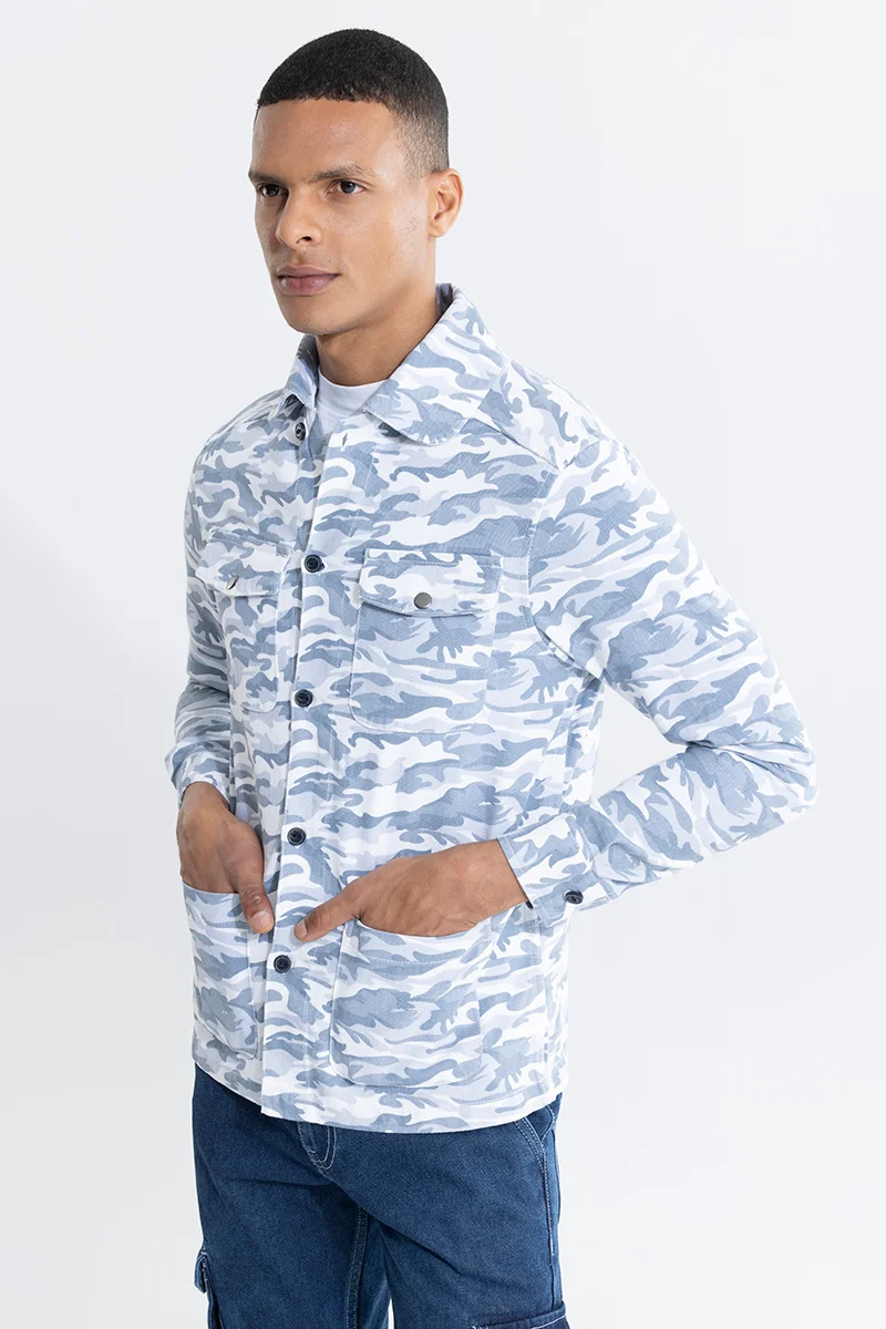 Cryptic Print Blue Overshirt 3 Cryptic Print Blue Overshirt