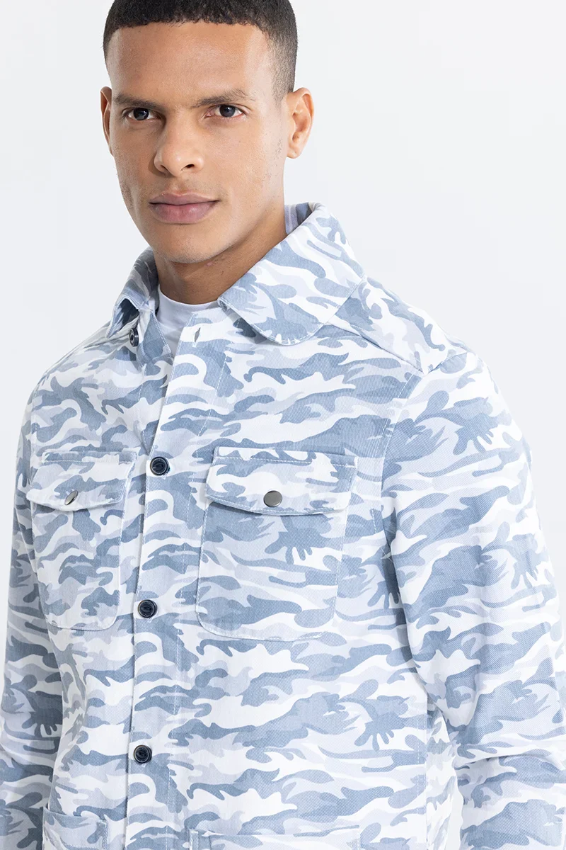 Cryptic Print Blue Overshirt 4 Cryptic Print Blue Overshirt