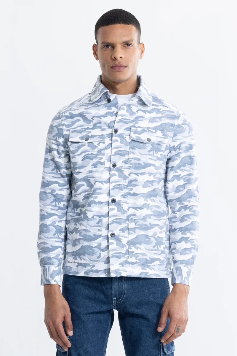 Cryptic Print Blue Overshirt 5 Cryptic Print Blue Overshirt
